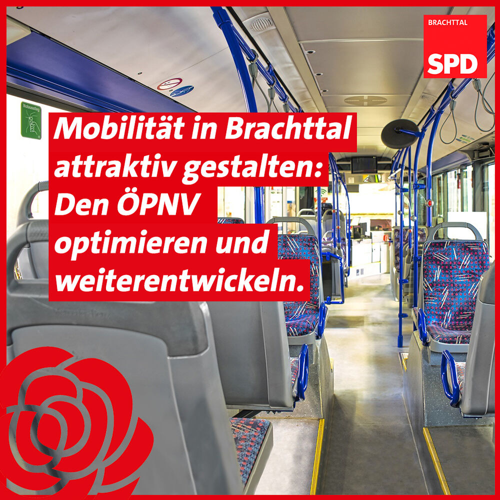 Innenansicht eines Busses. Beschriftung: "Monilität in Brachttal attraktiv gestalten: Den ÖPNV optimieren und weiterentwickeln"